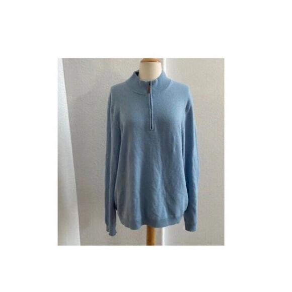 John W Nordstrom Sweater Mens Large Blue Cashmere Quarter Zip Pullover - Picture 10 of 10